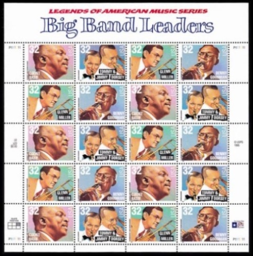 Scott 3096-3099 Sheet of 20 MNH Big Band Leaders (32 cents)